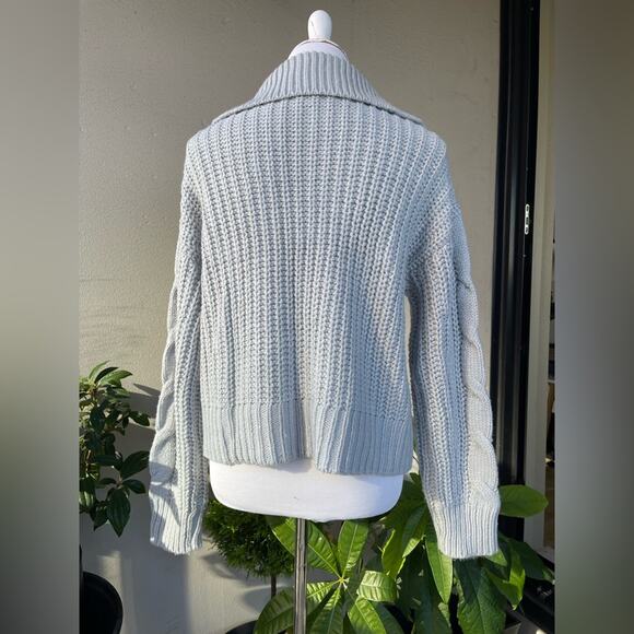 Design History Cable Knit Collar Zip Sweater in Pale Blue, M ☕️ - Picture 7 of 12